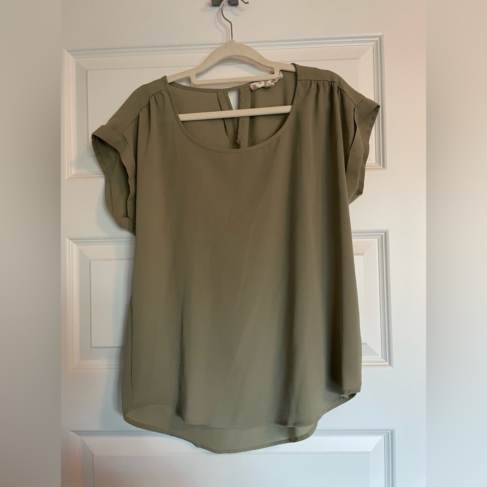 Hippie Rose- Olive Blouse- Size Large